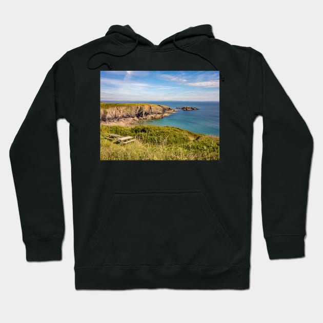 Bench with a view on the Welsh coast Hoodie by yackers1